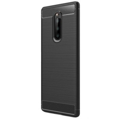 Sony Xperia 1 (XZ4) „Carbon“ kieto silikono TPU juodas dėklas - nugarėlė / Priedai.lt