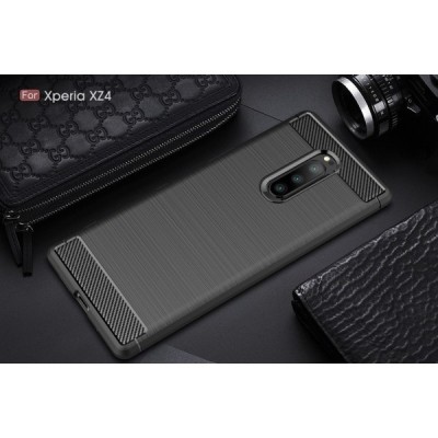 Sony Xperia 1 (XZ4) „Carbon“ kieto silikono TPU juodas dėklas - nugarėlė / Priedai.lt