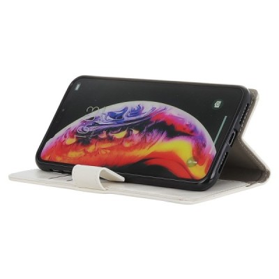 Samsung Galaxy A10 (A105F) atverčiamas baltas odinis dėklas - piniginė / Priedai.lt