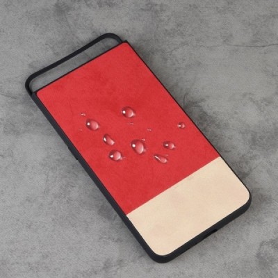 „Bi-Color“ Splicing Samsung Galaxy A80 (A805F) smėlio spalvos, raudonas odinis dėklas / Priedai.lt