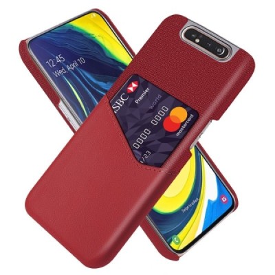 „KSQ“ Shell Samsung Galaxy A80 (A805F) raudonas odinis dėklas - nugarėlė su kišenėle kortelėms / Priedai.lt