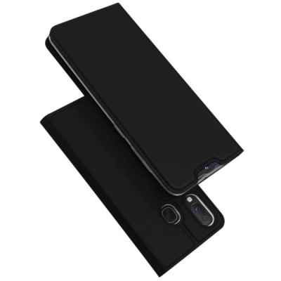 „Dux Ducis“ Skin serijos Samsung Galaxy A20e (A202F) juodas odinis atverčiamas dėklas / Priedai.lt