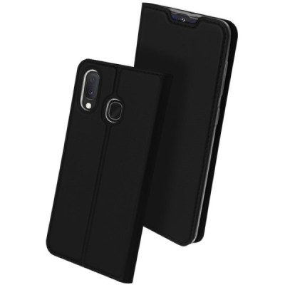 „Dux Ducis“ Skin serijos Samsung Galaxy A20e (A202F) juodas odinis atverčiamas dėklas / Priedai.lt