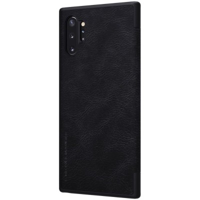 Prabangus „Nillkin“ Qin serijos juodas odinis atverčiamas Samsung Galaxy Note 10+ (N975F) dėklas / Priedai.lt
