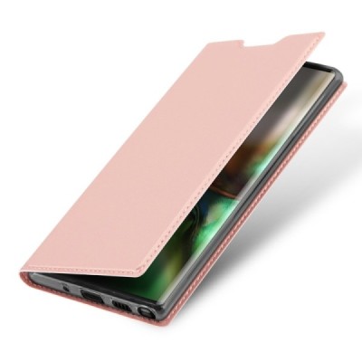 „Dux Ducis“ Skin serijos Samsung Galaxy Note 10+ (N975F) rožinis odinis atverčiamas dėklas / Priedai.lt