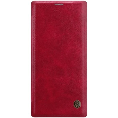 Prabangus „Nillkin“ Qin serijos raudonas odinis atverčiamas Samsung Galaxy Note 10 (N970F) dėklas / Priedai.lt