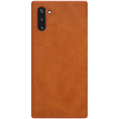 Prabangus „Nillkin“ Qin serijos rudas odinis atverčiamas Samsung Galaxy Note 10 (N970F) dėklas / Priedai.lt