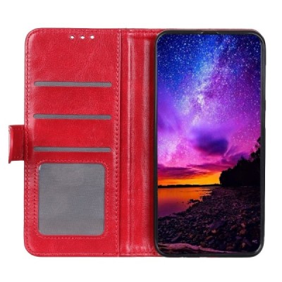 Samsung Galaxy Note 10+ (N975F) atverčiamas raudonas odinis dėklas - piniginė / Priedai.lt