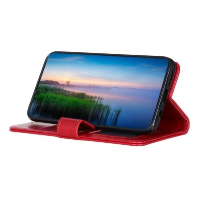 Samsung Galaxy Note 10+ (N975F) atverčiamas raudonas odinis dėklas - piniginė / Priedai.lt