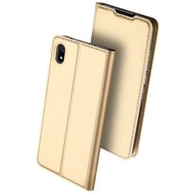 „Dux Ducis“ Skin serijos Xiaomi Redmi 7A auksinis odinis atverčiamas dėklas / Priedai.lt