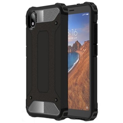 Sustiprintos apsaugos Xiaomi Redmi 7A juodas kieto silikono (TPU) ir plastiko dėklas / Priedai.lt