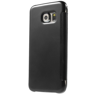 Samsung Galaxy S6 Edge (G925) plastikinis atverčiamas juodas dėklas / Priedai.lt