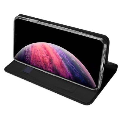 „Dux Ducis“ Skin serijos Apple iPhone 11 juodas odinis atverčiamas dėklas / Priedai.lt