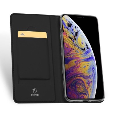 „Dux Ducis“ Skin serijos Apple iPhone 11 juodas odinis atverčiamas dėklas / Priedai.lt