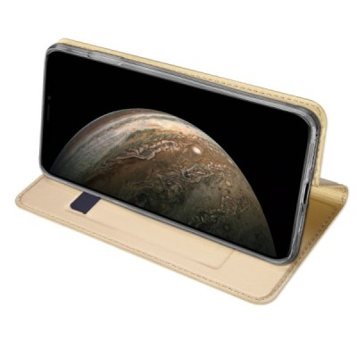 „Dux Ducis“ Skin serijos Apple iPhone 11 Pro auksinis odinis atverčiamas dėklas / Priedai.lt