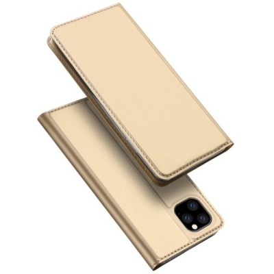 „Dux Ducis“ Skin serijos Apple iPhone 11 Pro auksinis odinis atverčiamas dėklas / Priedai.lt