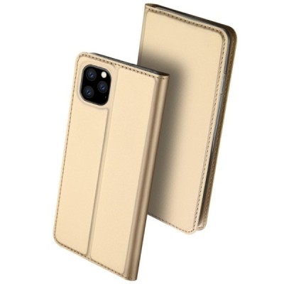 „Dux Ducis“ Skin serijos Apple iPhone 11 Pro auksinis odinis atverčiamas dėklas / Priedai.lt