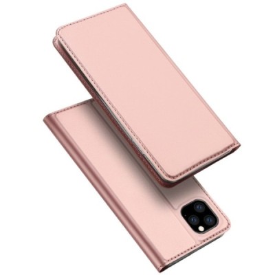 „Dux Ducis“ Skin serijos Apple iPhone 11 Pro Max rožinis odinis atverčiamas dėklas / Priedai.lt
