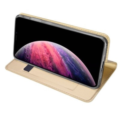 „Dux Ducis“ Skin serijos Apple iPhone 11 Pro Max auksinis odinis atverčiamas dėklas / Priedai.lt