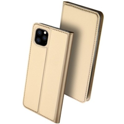 „Dux Ducis“ Skin serijos Apple iPhone 11 Pro Max auksinis odinis atverčiamas dėklas / Priedai.lt
