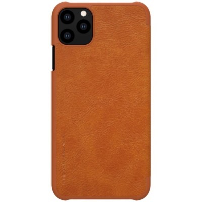 Prabangus „Nillkin“ Qin serijos rudas odinis atverčiamas Apple iPhone 11 Pro Max dėklas / Priedai.lt