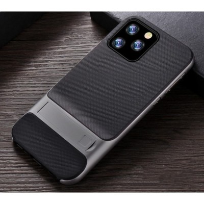 „Kickstand“ sustiprintos apsaugos Apple iPhone 11 Pro Max juodas kieto silikono (TPU) ir plastiko dėklas / Priedai.lt