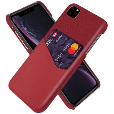 „KSQ“ Shell Apple iPhone 11 Pro Max raudonas odinis dėklas - nugarėlė su kišenėle kortelėms / Priedai.lt