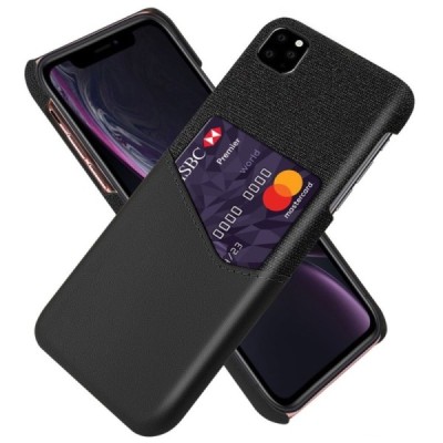 „KSQ“ Shell Apple iPhone 11 Pro juodas odinis dėklas - nugarėlė su kišenėle kortelėms / Priedai.lt