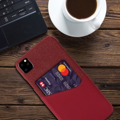 „KSQ“ Shell Apple iPhone 11 Pro raudonas odinis dėklas - nugarėlė su kišenėle kortelėms / Priedai.lt
