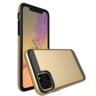 Sustiprintos apsaugos Apple iPhone 11 Pro auksinis kieto silikono (TPU) ir plastiko dėklas / Priedai.lt