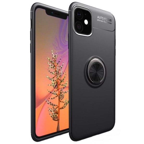 „Lealates“ Kickstand Kõva silikoon (TPU) kaaned - must (iPhone 11)