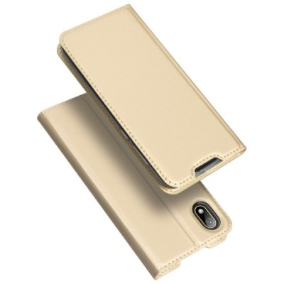 „Dux Ducis“ Skin serijos Huawei Y5 2019 (Honor 8S) auksinis odinis atverčiamas dėklas / Priedai.lt
