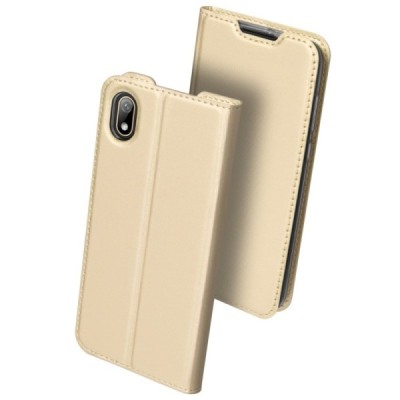 „Dux Ducis“ Skin serijos Huawei Y5 2019 (Honor 8S) auksinis odinis atverčiamas dėklas / Priedai.lt