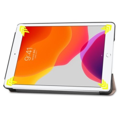 Apple iPad 10,2 (2019) atverčiamas auksinis odinis dėklas - knygutė (sulankstomas) / Priedai.lt