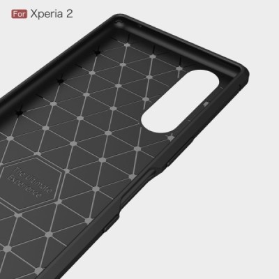 Sony Xperia 5 „Mofi“ Carbon kieto silikono TPU juodas dėklas - nugarėlė | Priedai.lt