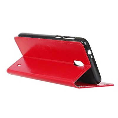 Nokia 2.2 (2019) atverčiamas raudonas odinis dėklas - piniginė / Priedai.lt