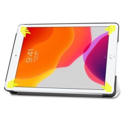 Apple iPad 10,2 (2019) atverčiamas baltas odinis dėklas - knygutė (sulankstomas) / Priedai.lt