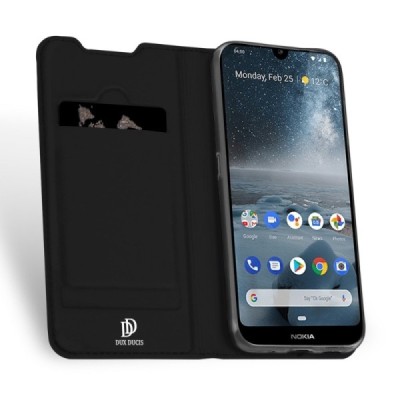 „Dux Ducis“ Skin serijos Nokia 4.2 (2019) juodas odinis atverčiamas dėklas / Priedai.lt