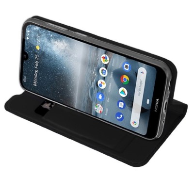 „Dux Ducis“ Skin serijos Nokia 4.2 (2019) juodas odinis atverčiamas dėklas / Priedai.lt