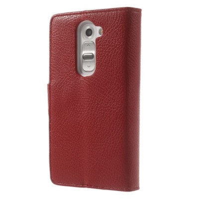 LG G2 mini D620 raudonas odinis atverčiamas dėklas - piniginė / Priedai.lt