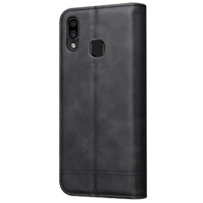 „Deluxe“ atverčiamas juodas odinis Samsung Galaxy A40 (A405F) dėklas - knygutė / Priedai.lt