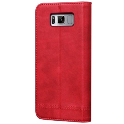 „Deluxe“ atverčiamas raudonas odinis Samsung Galaxy A50 A505F (A50s A507F, A30s A307F) dėklas - knygutė / Priedai.lt