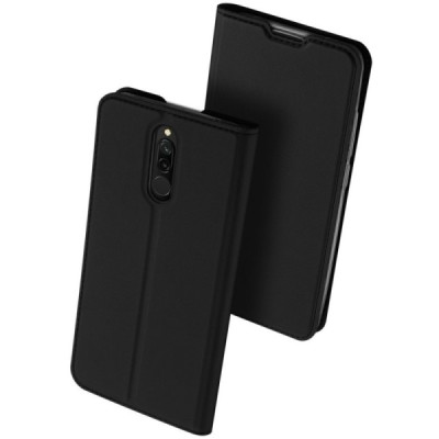 „Dux Ducis“ Skin serijos Xiaomi Redmi 8 juodas odinis atverčiamas dėklas / Priedai.lt