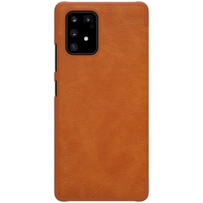 Prabangus Nillkin Qin serijos rudas odinis atverčiamas Samsung Galaxy S10 Lite (G970) dėklas | Priedai.lt