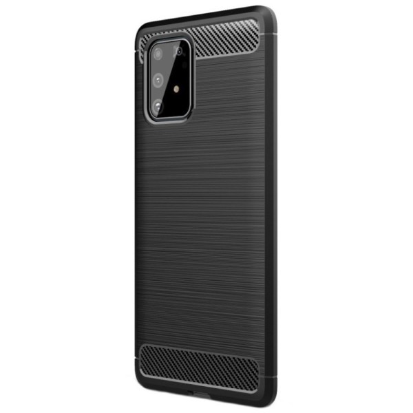 „Carbon“ Kõva silikoon (TPU) kaaned - must (Galaxy S10 Lite)