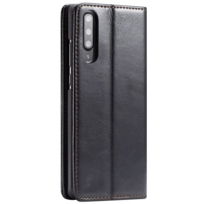 Samsung Galaxy A70 (A705F) CaseMe solidus atverčiamas juodas odinis dėklas - knygutė | Priedai.lt