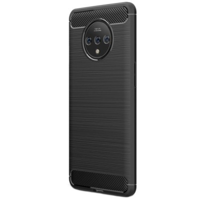 OnePlus 7T (OnePlus SevenT) „Mofi“ Carbon kieto silikono TPU juodas dėklas - nugarėlė | Priedai.lt