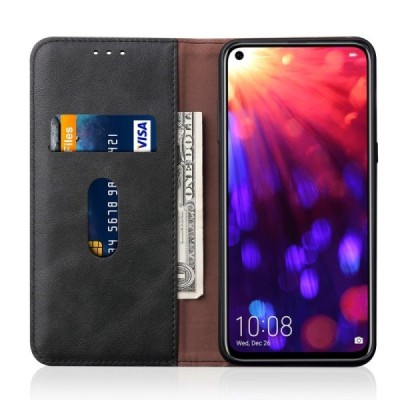 Deluxe atverčiamas juodas odinis Huawei Honor View 20 (V20) dėklas - knygutė | Priedai.lt