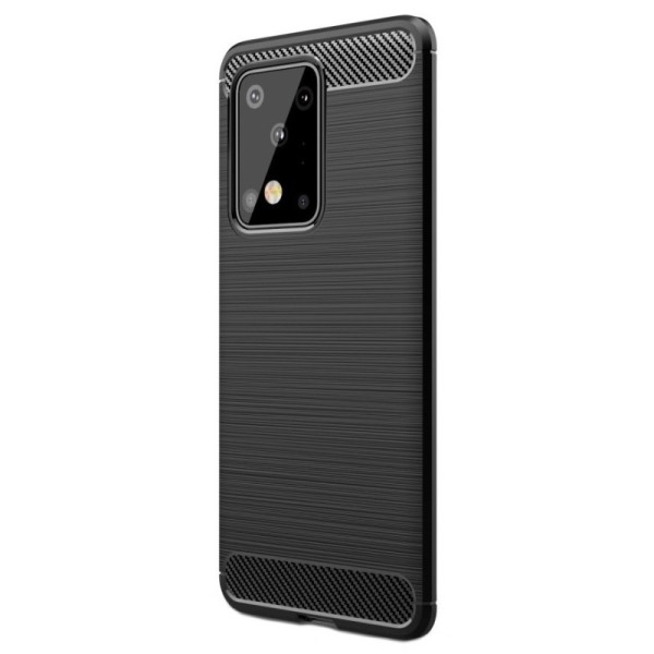 „Carbon“ Kõva silikoon (TPU) kaaned - must (Galaxy S20 Ultra)