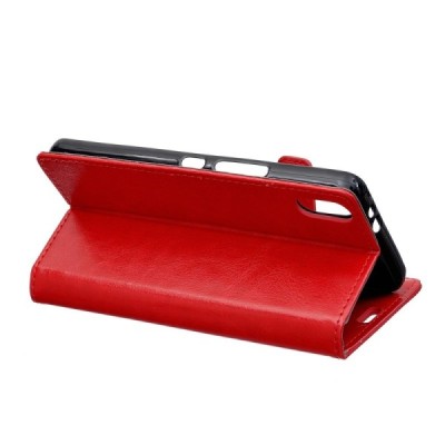 Samsung Galaxy XCover Pro (G715) atverčiamas raudonas odinis dėklas, knygutė - piniginė | Priedai.lt